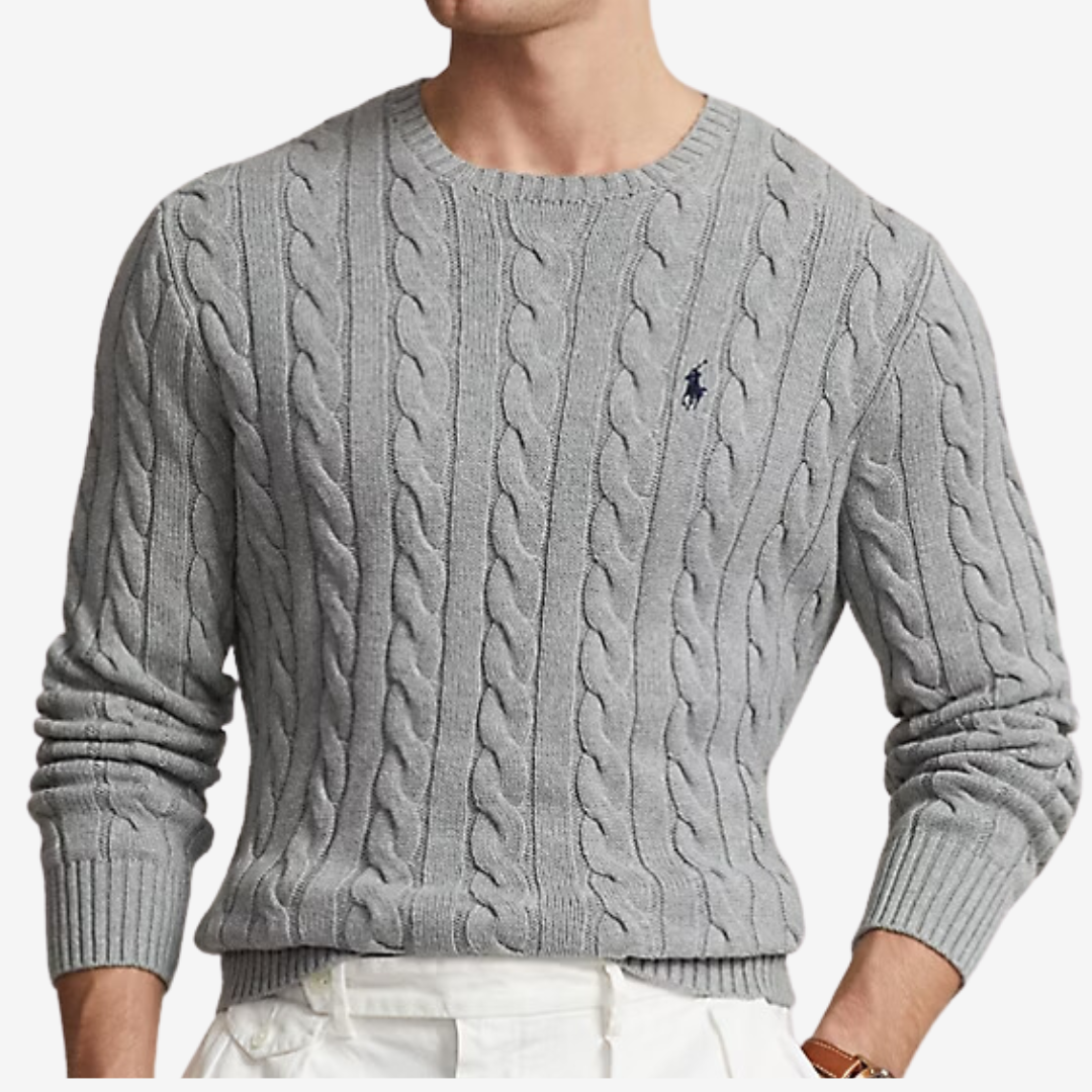 Suéter Cable-Knit Ralph Lauren "Fawn Grey Heather"