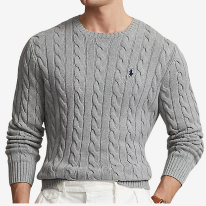 Suéter Cable-Knit Ralph Lauren "Fawn Grey Heather"